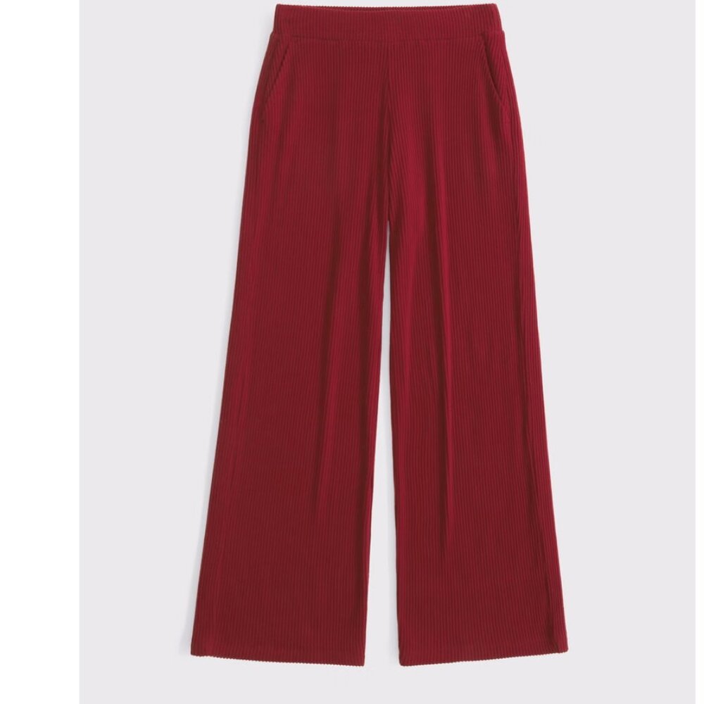 Abercrombie Red Brushed Rib Wide Leg Lounge Extra Soft Sweatpant Size Small